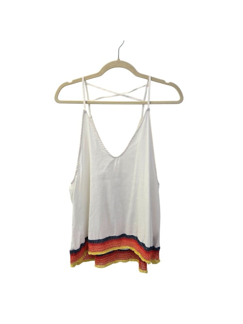 Free People Linen Blend White Fire Strappy Tank Top Size 0